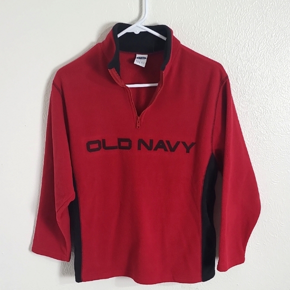 Old Navy Red & Black Fleece Pullover Longsleeve Top, Size 12 - Picture 1 of 7
